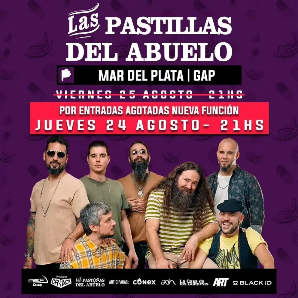 Por entradas agotadas, Las Pastillas del Abuelo anunció un nuevo show en Mar del Plata